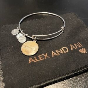Alex and Ani silver bangle with skeleton key charm